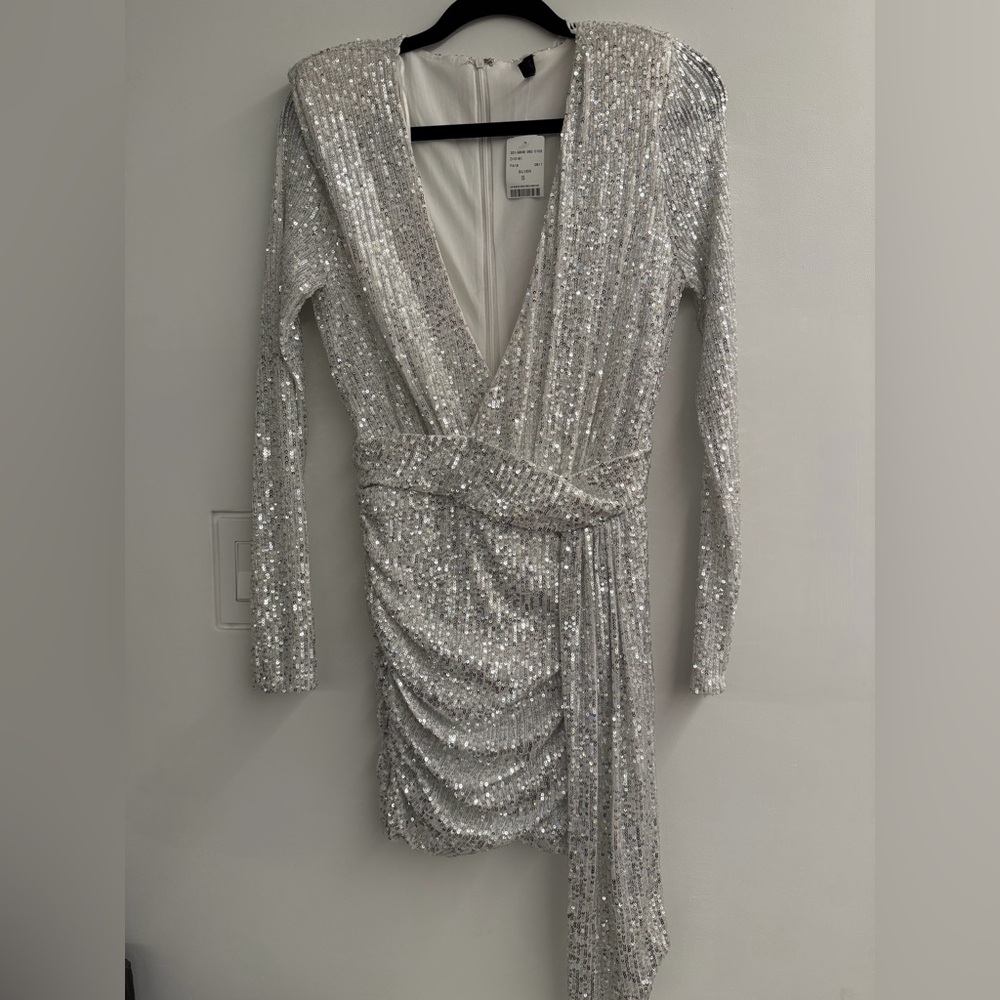 Dazzling Silver Sequin Mini Dress
